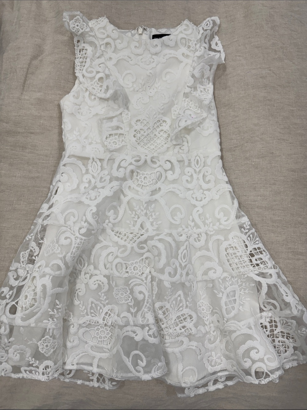 Bardot White Lace Ruffled Girls Dress